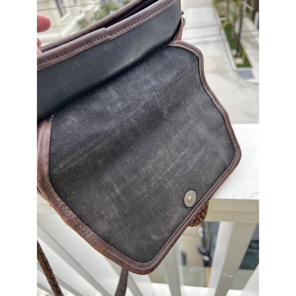 Vintage Brighton Leather Alligator Embossed Black & Brown Shoulder Handbag - Picture 7 of 10